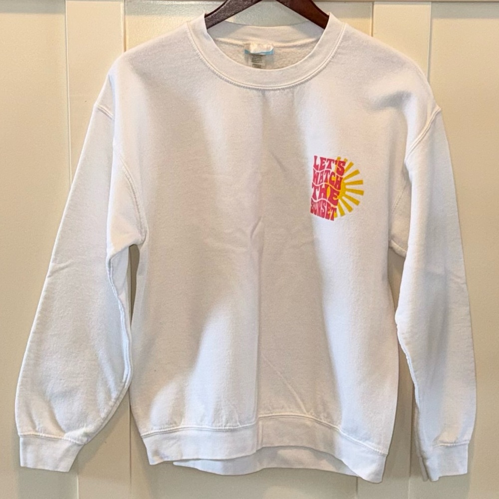 White Sweatshirt with Colorful Graphic